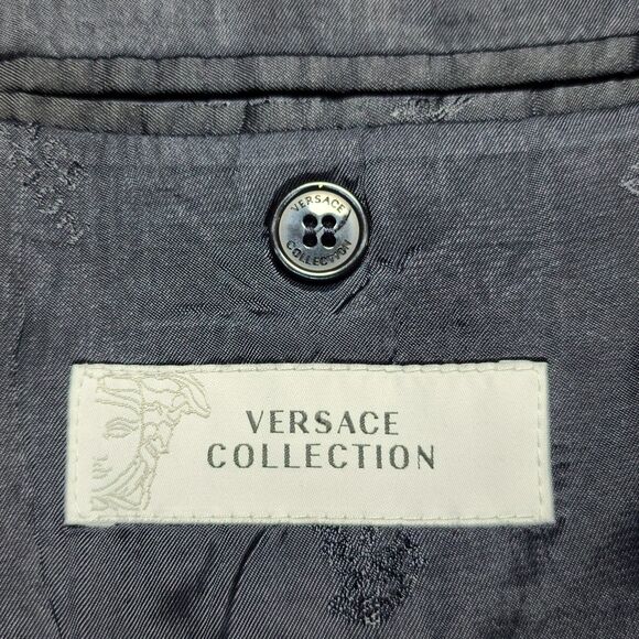 Authenticated Versace Collection Mens Wool Blazer Jacket Black 2-Button Size 40 - Picture 8 of 16